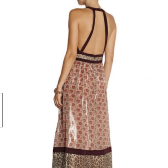 TAMARA MELLON Leopard Print Metallic Maxi Bohemian Gown - Picture 2 of 11